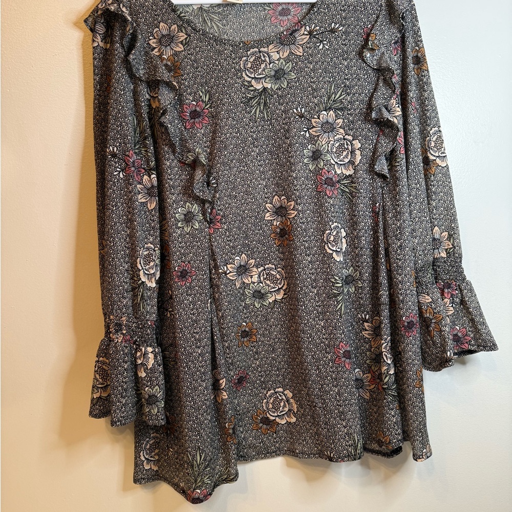 Style & Co. Floral Print‎ Top with Ruffles